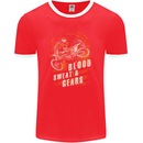 Blood Sweat and Gears Motocross Dirt Bike Mens Ringer T-Shirt FotL Red/White