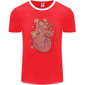 Mushroom Heart Foraging Mycology Mens Ringer T-Shirt FotL Red/White