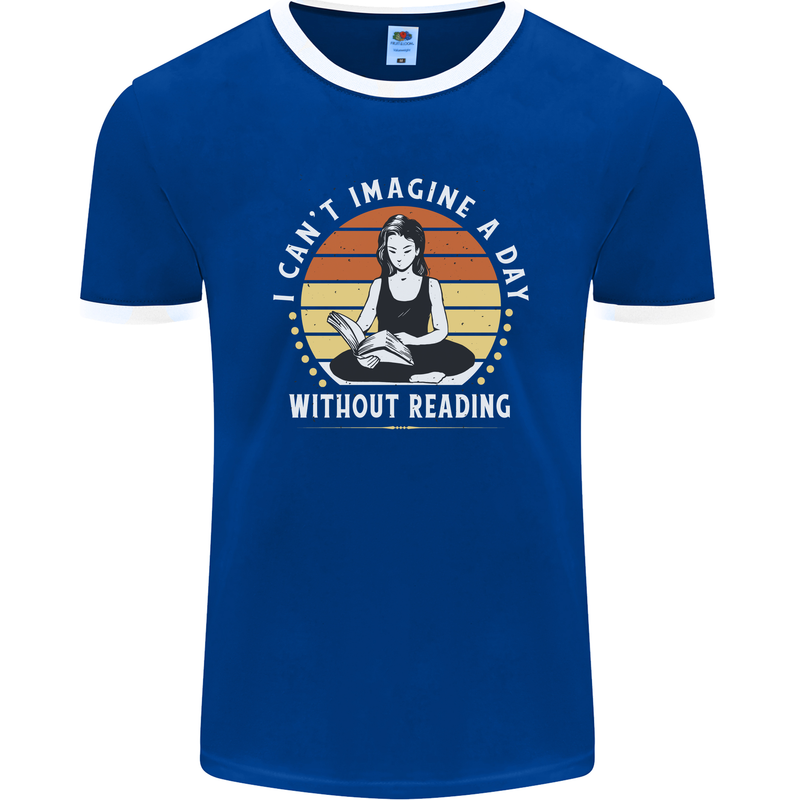 Imagine a Day Without Reading Bookworm Mens Ringer T-Shirt FotL Royal Blue/White