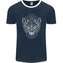 Viking Bear Symbols With Valknut Symbol Mens Ringer T-Shirt FotL Navy Blue/White