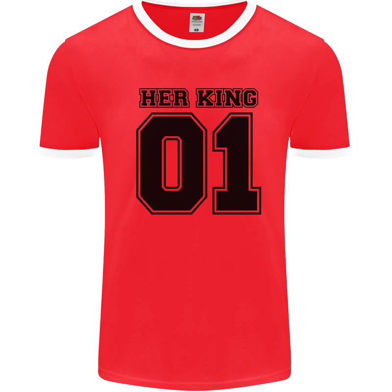 Her King Funny Valentines Day Mens Ringer T-Shirt Red/White