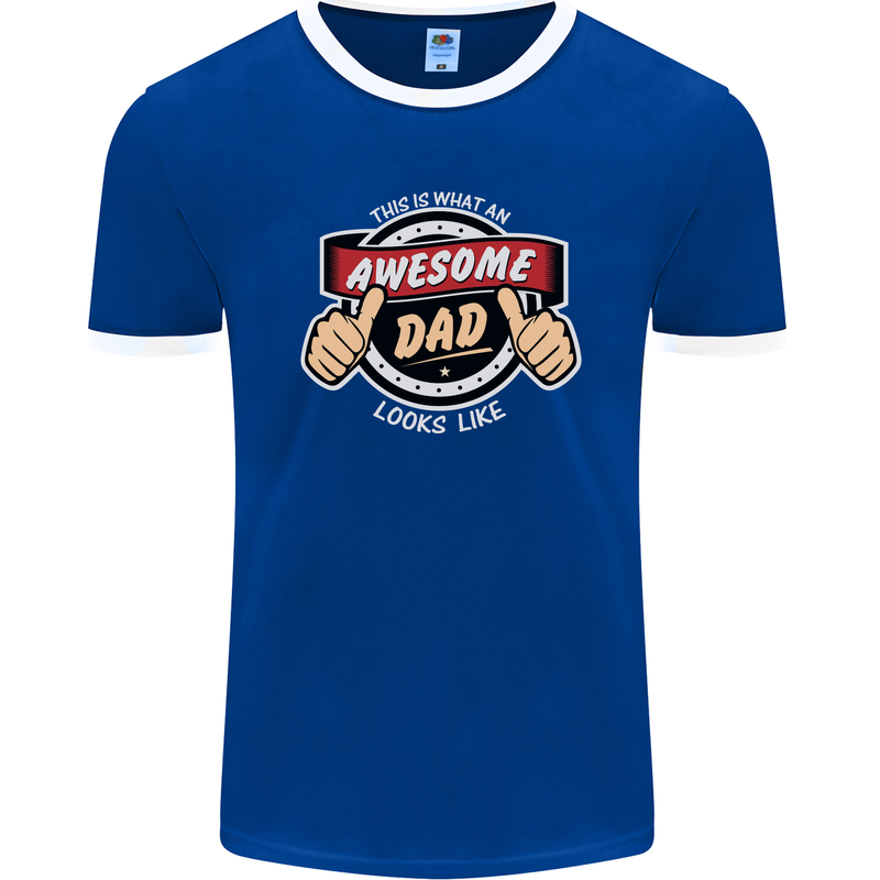 This Is What an Awesome Dad Father's Day Mens Ringer T-Shirt FotL Royal Blue/White