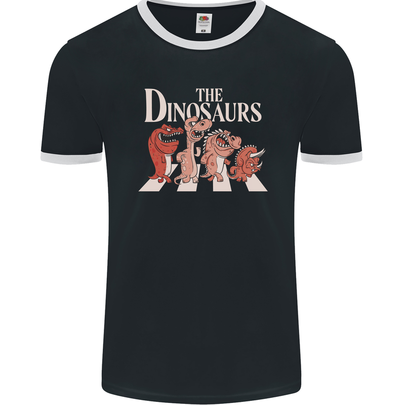 The Dinosaurs Funny T-Rex Music Parody Mens Ringer T-Shirt FotL Black/White