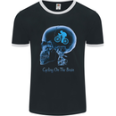 Cycling on the Brain Cyclist Bicycle Bike Mens Ringer T-Shirt FotL Black/White