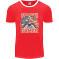 American USA Gamer Video Games Joypad Mens Ringer T-Shirt FotL Red/White