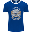 Don't Mess With the Chef Cooking Skull Mens Ringer T-Shirt FotL Royal Blue/White