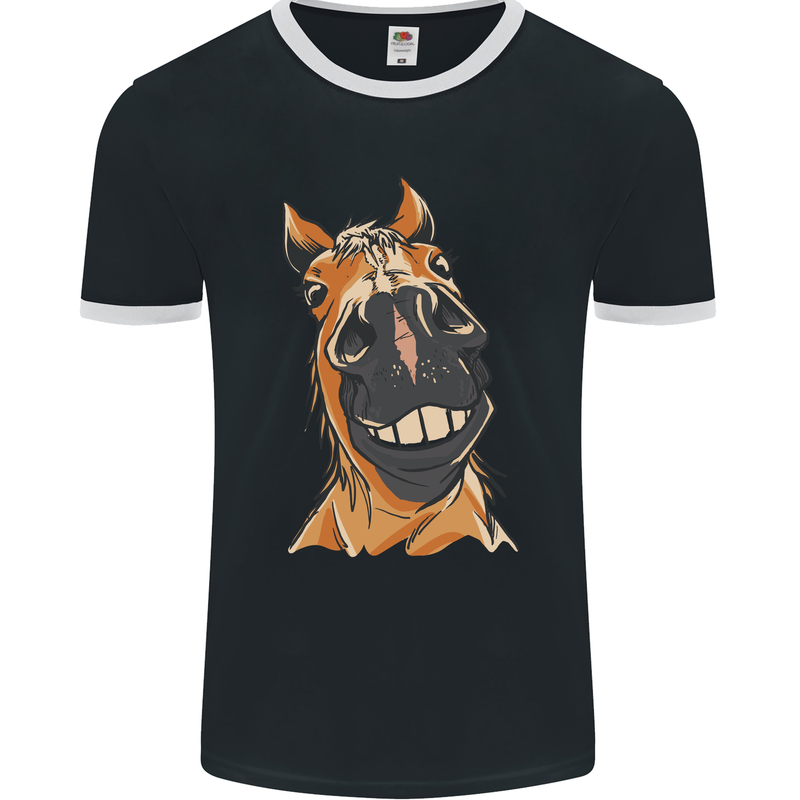 Horse Chops Equestrian Riding Mens Ringer T-Shirt FotL Black/White