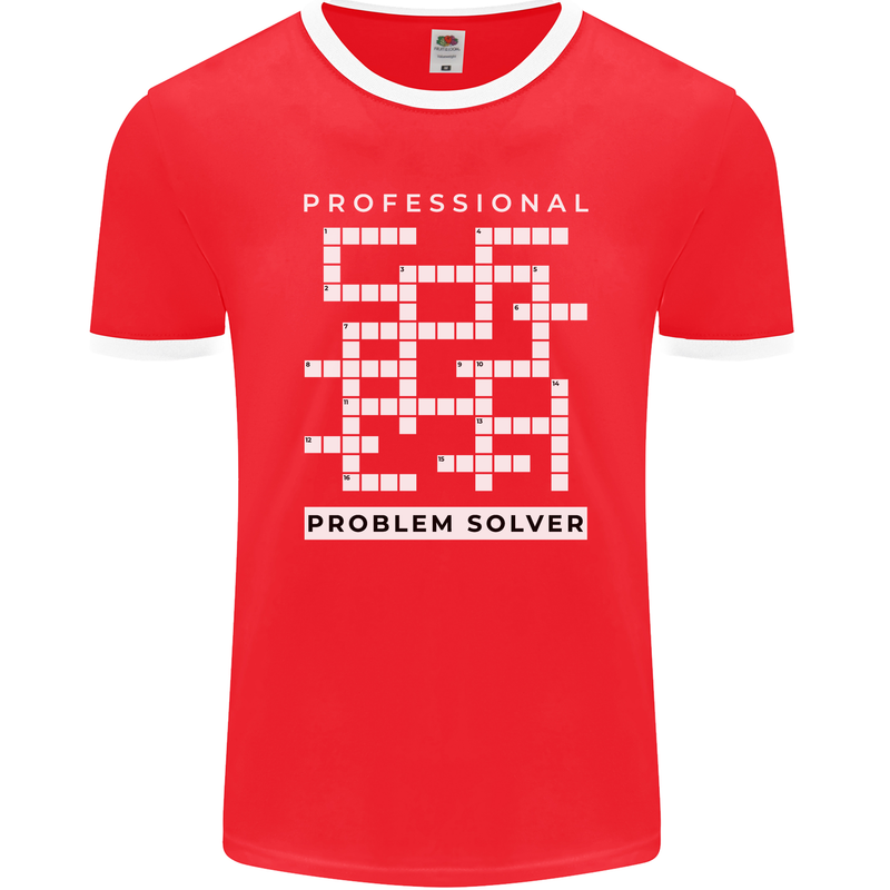 Professional Problem Solver Crossword Nerd Mens Ringer T-Shirt FotL Red/White