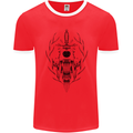 Sabre Tooth Tiger Skull Sword Mens Ringer T-Shirt FotL Red/White