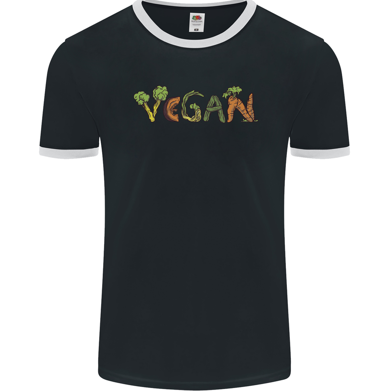 Vegan Vegetables Mens Ringer T-Shirt FotL Black/White