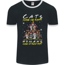 Cats Make Me Happy Funny Christmas Mens Ringer T-Shirt FotL Black/White