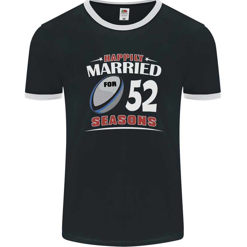 52 Year Wedding Anniversary 52nd Rugby Mens Ringer T-Shirt FotL Black/White