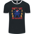 Beer Party Octopus Christmas Scuba Diving Mens Ringer T-Shirt FotL Black/White