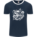 A Cthulhu Kraken Octopus Mythology Mens Ringer T-Shirt FotL Navy Blue/White