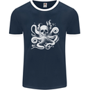 A Cthulhu Kraken Octopus Mythology Mens Ringer T-Shirt FotL Navy Blue/White