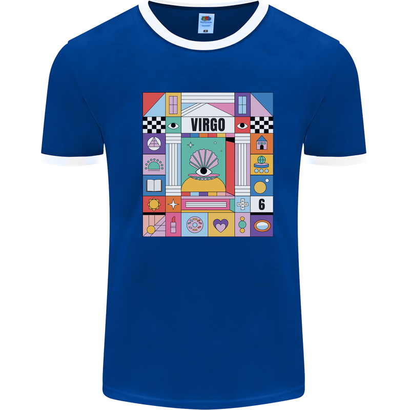 A Vibrant Virgo Zodiac Star Sign Mens Ringer T-Shirt Royal Blue/White