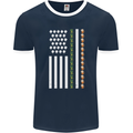 St Patricks Day USA Flag America Beer Alcohol Mens Ringer T-Shirt FotL Navy Blue/White