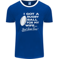 A Rugby Ball for My Wife Player Union Funny Mens Ringer T-Shirt FotL Royal Blue/White