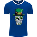 St Patricks Day of the Dead Sugar Skull Mens White Ringer T-Shirt Royal Blue/White