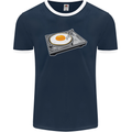 Egg Decks DJ DJing Turntable Record Player Mens Ringer T-Shirt FotL Navy Blue/White