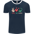 Peace Love Lizards Funny Gekko Iguana Mens Ringer T-Shirt FotL Navy Blue/White