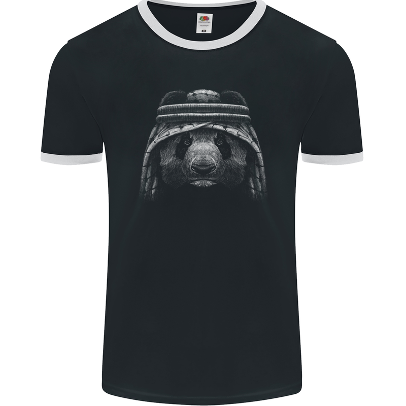 An Arab Panda Bear Mens Ringer T-Shirt FotL Black/White