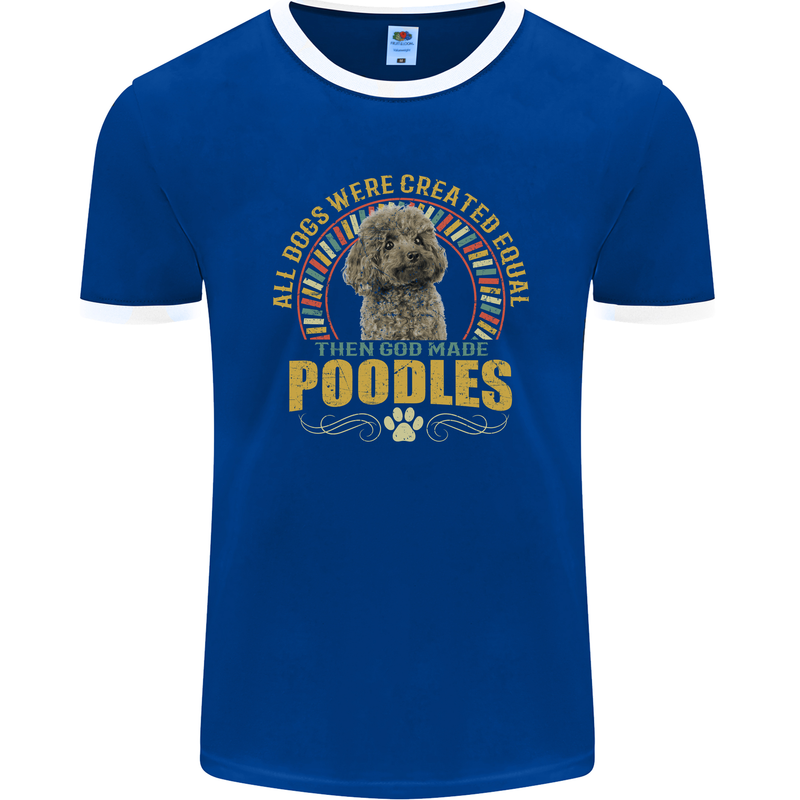 A Poodle Dog Mens Ringer T-Shirt FotL Royal Blue/White