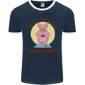 It's Not Easy Being a Yoga Piggy Funny Pig Mens Ringer T-Shirt FotL Navy Blue/White