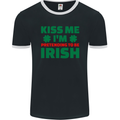 Kiss Me I'm Pretending to Be Irish Mens Ringer T-Shirt FotL Black/White