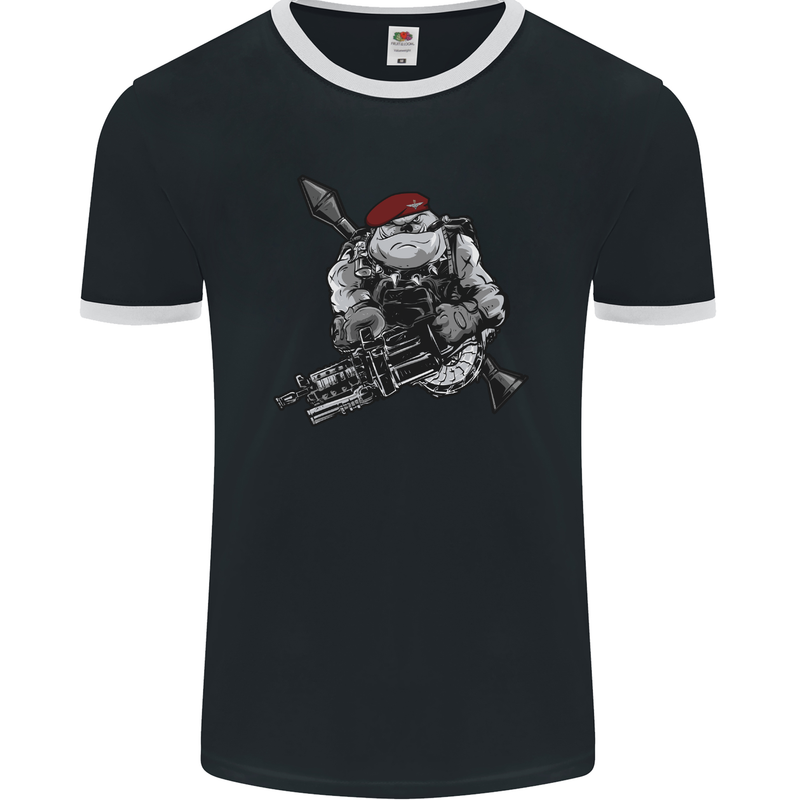 Para Bulldog The Parachute Regiment 1 2 3 4 Mens Ringer T-Shirt FotL Black/White