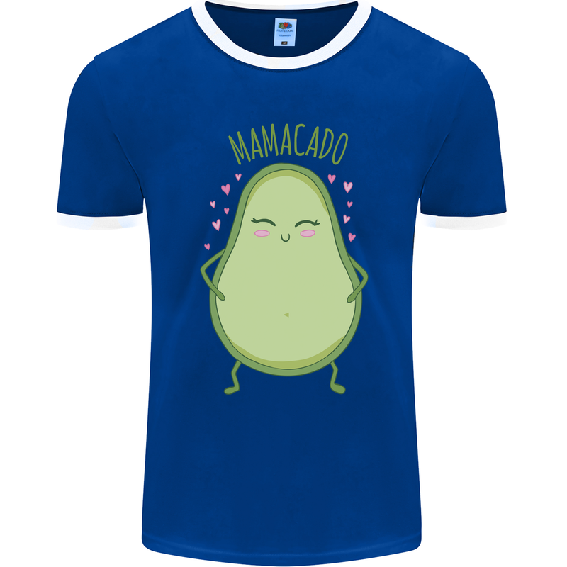 Funny Mother's Day Mamacado Avacado Mens Ringer T-Shirt FotL Royal Blue/White