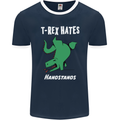 T-Rex Hates Handstands Gymnastics Dinosaur Mens Ringer T-Shirt FotL Navy Blue/White