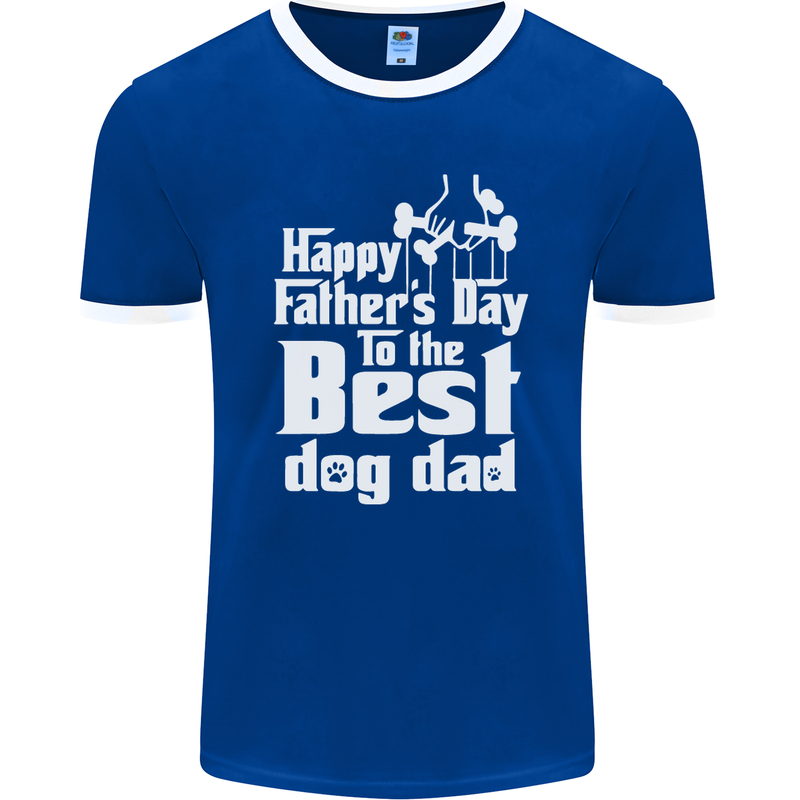 Fathers Day Best Dog Dad Funny Mens Ringer T-Shirt FotL Royal Blue/White