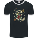 Broken Skull With Roses & Raven Mens Ringer T-Shirt FotL Black/White