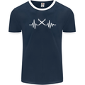 Pulse Artist Art Teacher Fine ECG Mens Ringer T-Shirt FotL Navy Blue/White