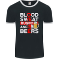 Blood Sweat Rugby and Beers England Funny Mens Ringer T-Shirt FotL Black/White