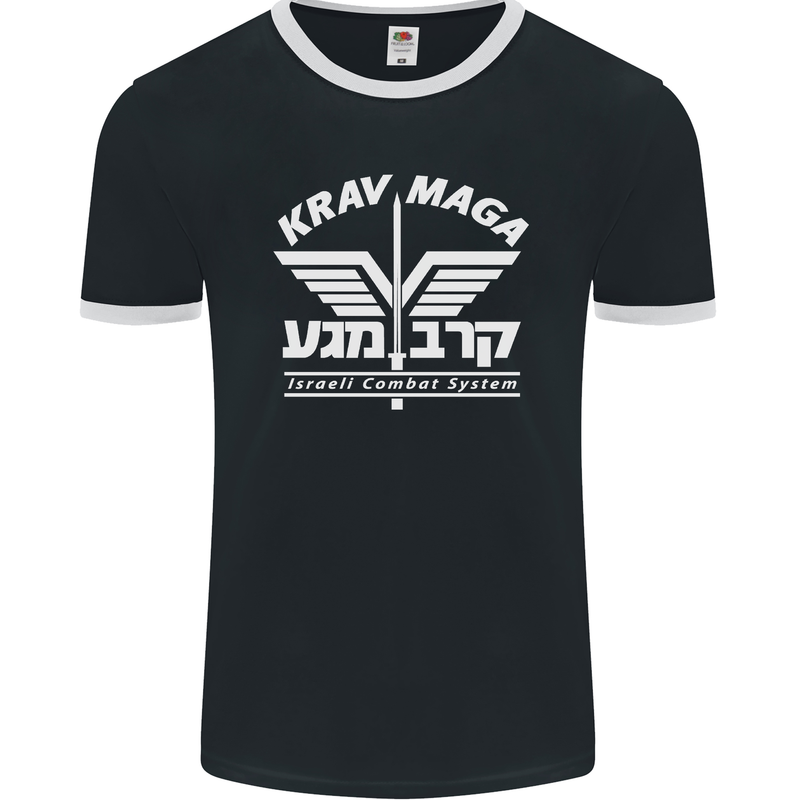 Krav Maga Israeli Defence System MMA Mens Ringer T-Shirt FotL Black/White