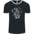 Dogs Rottweiler with Eye Patch Mens Ringer T-Shirt FotL Black/White