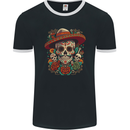 Los Muertow Sugar Skull Day of the Dead Mens Ringer T-Shirt FotL Black/White