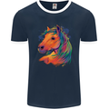 Horse Head Equestrian Mens Ringer T-Shirt FotL Navy Blue/White