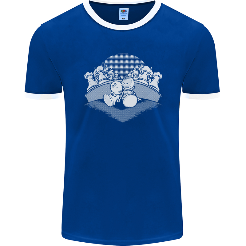 Chess Pieces Player Playing Mens Ringer T-Shirt FotL Royal Blue/White