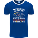 Weekend Forecast Cycling Cyclist Funny Mens Ringer T-Shirt FotL Royal Blue/White