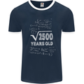 50th Birthday 50 Year Old Geek Funny Maths Mens Ringer T-Shirt FotL Navy Blue/White