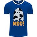 Moo Funny Cow Ghost Halloween Spooky Mens Ringer T-Shirt FotL Royal Blue/White