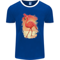 Flamingo Painting Mens Ringer T-Shirt FotL Royal Blue/White