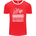 Start Talking About Motorbikes Funny Biker Mens Ringer T-Shirt FotL Red/White