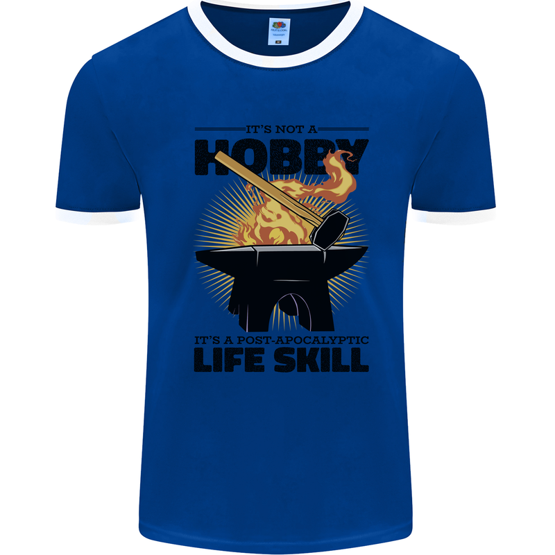 Blacksmith Life Post Apocalyptic Skill Mens Ringer T-Shirt Royal Blue/White