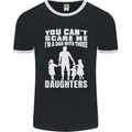 Dad With Three Daughters Funny Fathers Day Mens Ringer T-Shirt FotL Black/White