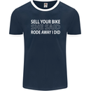 Sell Your Bike Cycling Biker Motorbike Wife Mens Ringer T-Shirt FotL Navy Blue/White