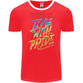 Live With Pride LGBT Gay Pride Mens Ringer T-Shirt FotL Red/White